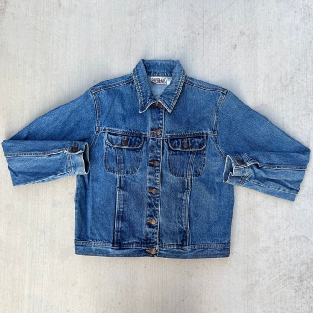 Vintage Bill Blass Jean Jacket Womens XL Blue Denim Deep Indigo 90's - Picture 1 of 6
